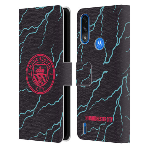 Manchester City Man City FC 2023/24 Badge Kit Third Leather Book Wallet Case Cover For Motorola Moto E7 Power / Moto E7i Power
