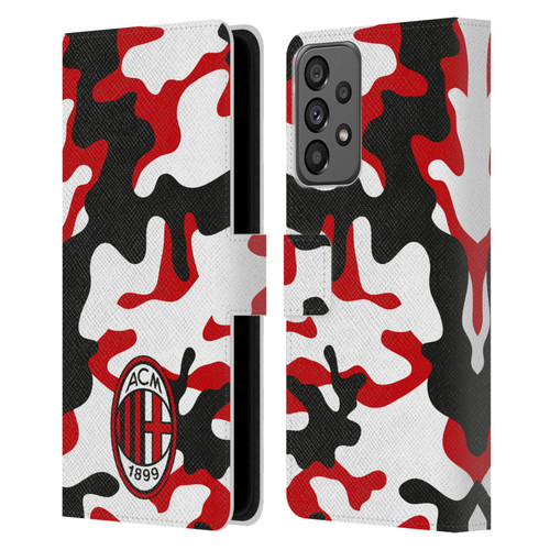 AC Milan Crest Patterns Camouflage Leather Book Wallet Case Cover For Samsung Galaxy A73 5G (2022)