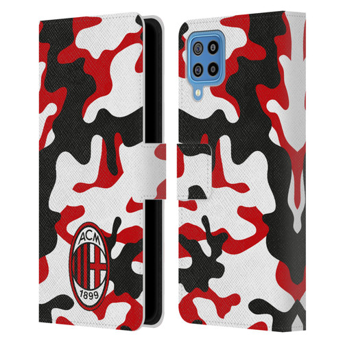 AC Milan Crest Patterns Camouflage Leather Book Wallet Case Cover For Samsung Galaxy F22 (2021)