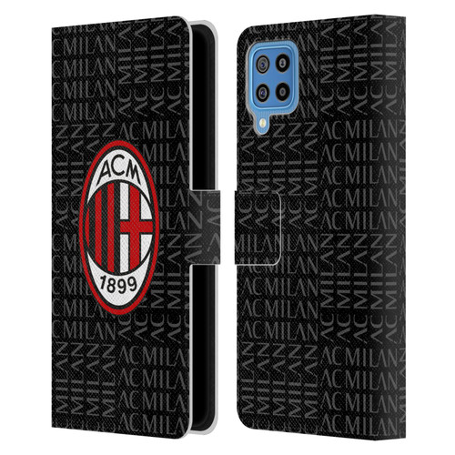 AC Milan Crest Patterns Red And Grey Leather Book Wallet Case Cover For Samsung Galaxy F22 (2021)