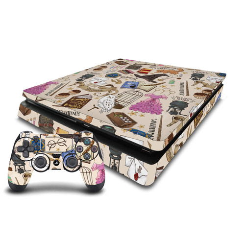 Harry Potter Graphics Hogwarts Pattern Vinyl Sticker Skin Decal Cover for Sony PS4 Slim Console & Controller