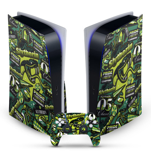 Harry Potter Graphics Slytherin Pattern Vinyl Sticker Skin Decal Cover for Sony PS5 Disc Edition Bundle