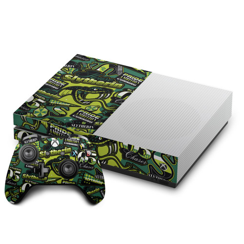 Harry Potter Graphics Slytherin Pattern Vinyl Sticker Skin Decal Cover for Microsoft One S Console & Controller
