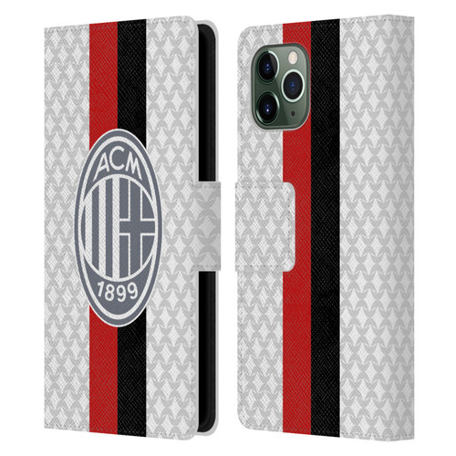 AC Milan 2023/24 Crest Kit Away Leather Book Wallet Case Cover For Apple iPhone 11 Pro