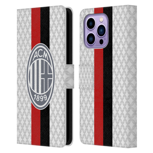 AC Milan 2023/24 Crest Kit Away Leather Book Wallet Case Cover For Apple iPhone 14 Pro Max