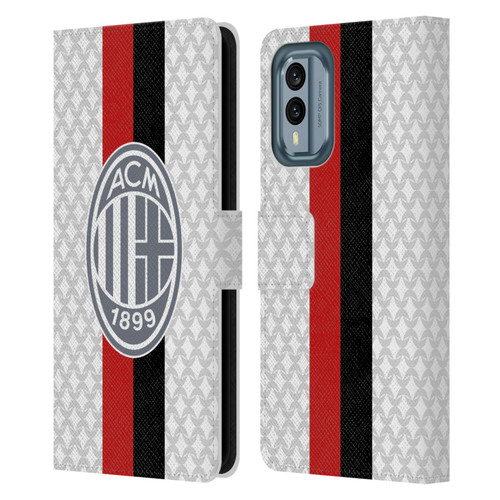 AC Milan 2023/24 Crest Kit Away Leather Book Wallet Case Cover For Nokia X30