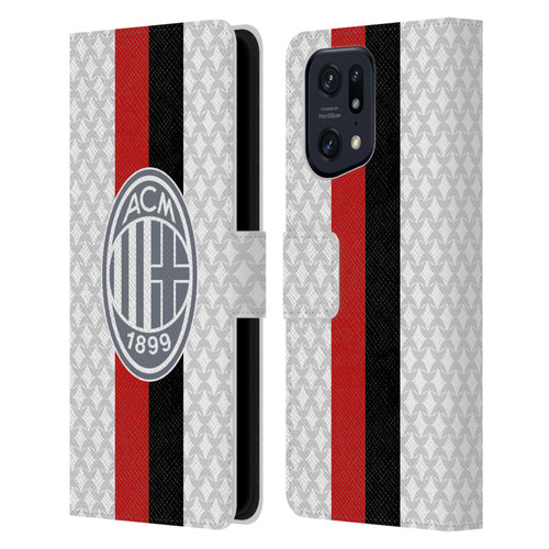 AC Milan 2023/24 Crest Kit Away Leather Book Wallet Case Cover For OPPO Find X5 Pro