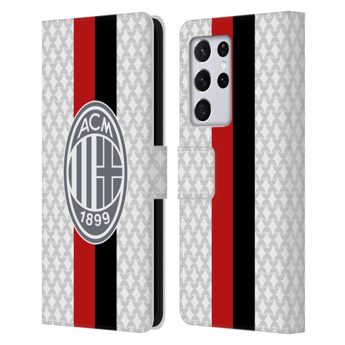 AC Milan 2023/24 Crest Kit Away Leather Book Wallet Case Cover For Samsung Galaxy S21 Ultra 5G