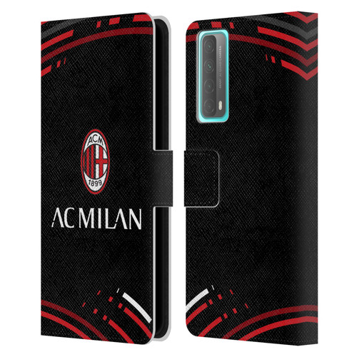 AC Milan Crest Patterns Curved Leather Book Wallet Case Cover For Huawei P Smart (2021)