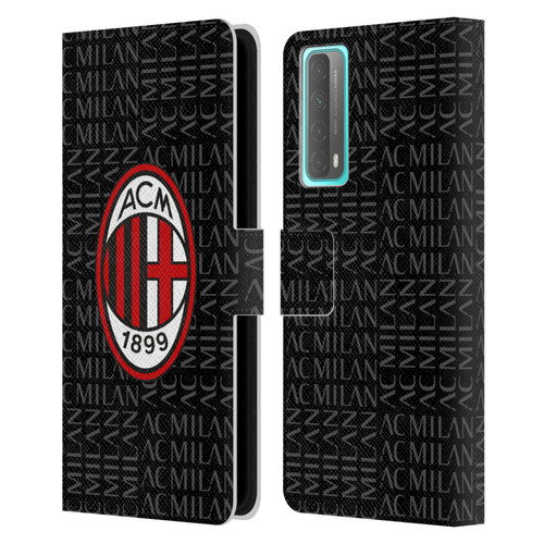 AC Milan Crest Patterns Red And Grey Leather Book Wallet Case Cover For Huawei P Smart (2021)