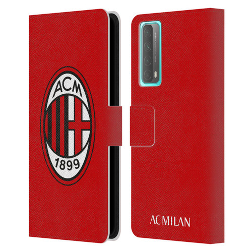 AC Milan Crest Full Colour Red Leather Book Wallet Case Cover For Huawei P Smart (2021)