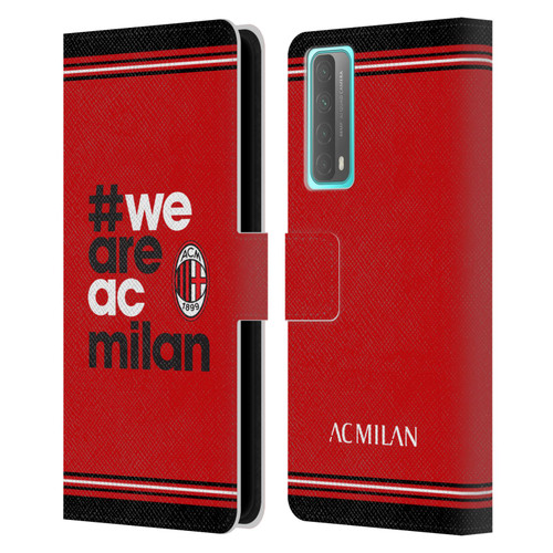 AC Milan Crest Stripes Leather Book Wallet Case Cover For Huawei P Smart (2021)