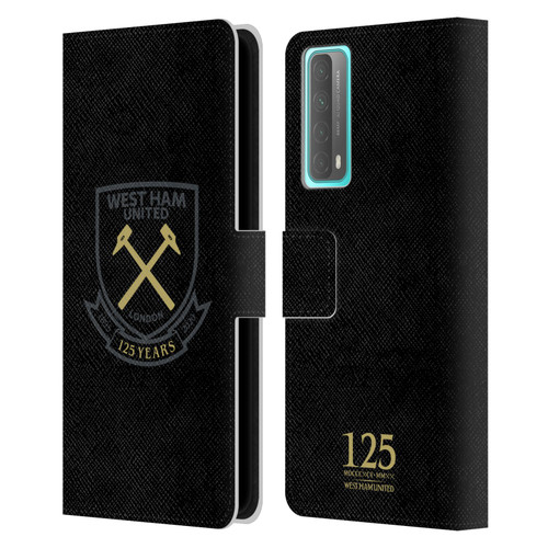 West Ham United FC 125 Year Anniversary Black Claret Crest Leather Book Wallet Case Cover For Huawei P Smart (2021)