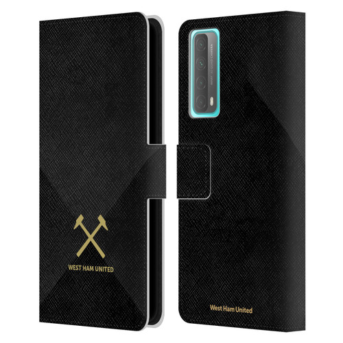 West Ham United FC Hammer Marque Kit Black & Gold Leather Book Wallet Case Cover For Huawei P Smart (2021)