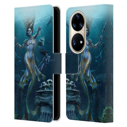 Tom Wood Fantasy Mermaid Hunt Leather Book Wallet Case Cover For Huawei P50 Pro