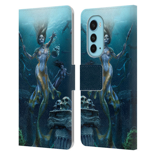 Tom Wood Fantasy Mermaid Hunt Leather Book Wallet Case Cover For Motorola Edge (2022)