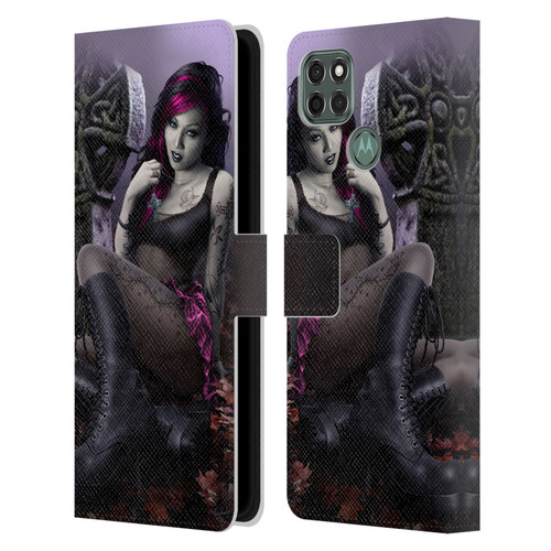 Tom Wood Fantasy Goth Girl Vampire Leather Book Wallet Case Cover For Motorola Moto G9 Power