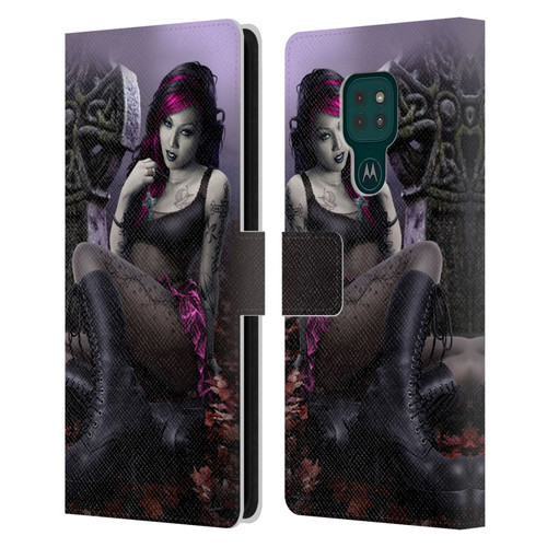 Tom Wood Fantasy Goth Girl Vampire Leather Book Wallet Case Cover For Motorola Moto G9 Play
