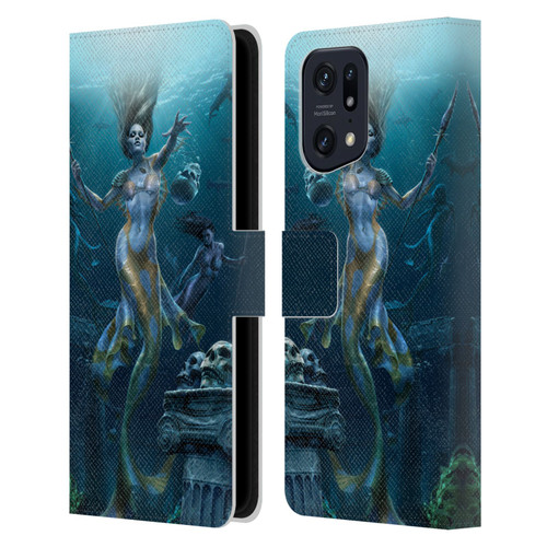 Tom Wood Fantasy Mermaid Hunt Leather Book Wallet Case Cover For OPPO Find X5