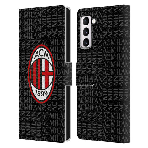AC Milan Crest Patterns Red And Grey Leather Book Wallet Case Cover For Samsung Galaxy S21+ 5G
