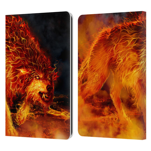 Tom Wood Fire Creatures Wolf Stalker Leather Book Wallet Case Cover For Amazon Kindle Paperwhite 1 / 2 / 3