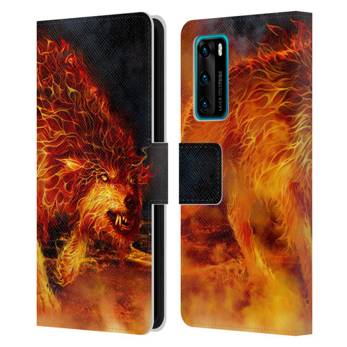 Tom Wood Fire Creatures Wolf Stalker Leather Book Wallet Case Cover For Huawei P40 5G