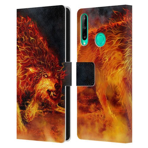 Tom Wood Fire Creatures Wolf Stalker Leather Book Wallet Case Cover For Huawei P40 lite E