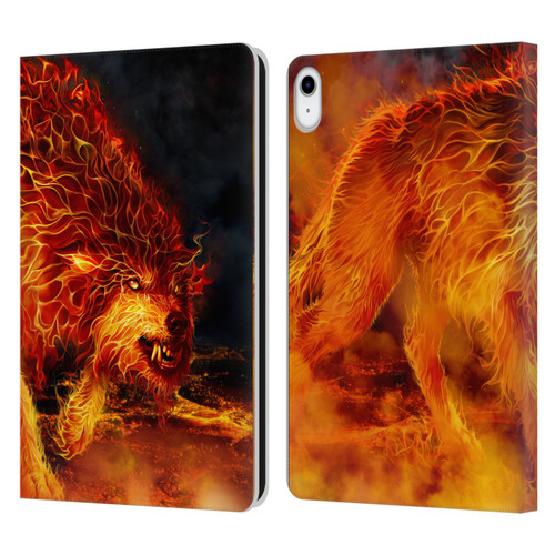 Tom Wood Fire Creatures Wolf Stalker Leather Book Wallet Case Cover For Apple iPad 10.9 (2022)