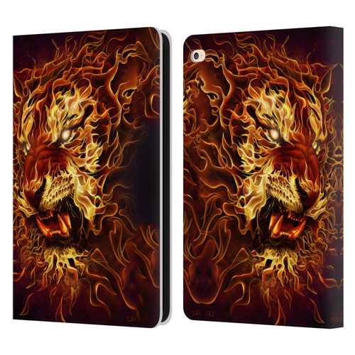 Tom Wood Fire Creatures Tiger Leather Book Wallet Case Cover For Apple iPad Air 2 (2014)