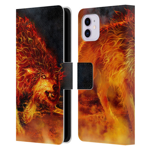 Tom Wood Fire Creatures Wolf Stalker Leather Book Wallet Case Cover For Apple iPhone 11