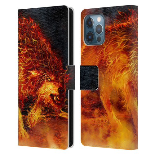 Tom Wood Fire Creatures Wolf Stalker Leather Book Wallet Case Cover For Apple iPhone 12 Pro Max