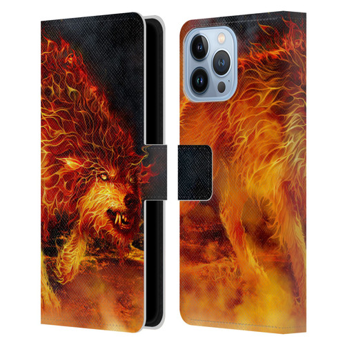 Tom Wood Fire Creatures Wolf Stalker Leather Book Wallet Case Cover For Apple iPhone 13 Pro Max