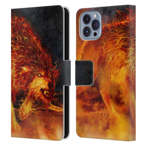 Tom Wood Fire Creatures Wolf Stalker Leather Book Wallet Case Cover For Apple iPhone 14