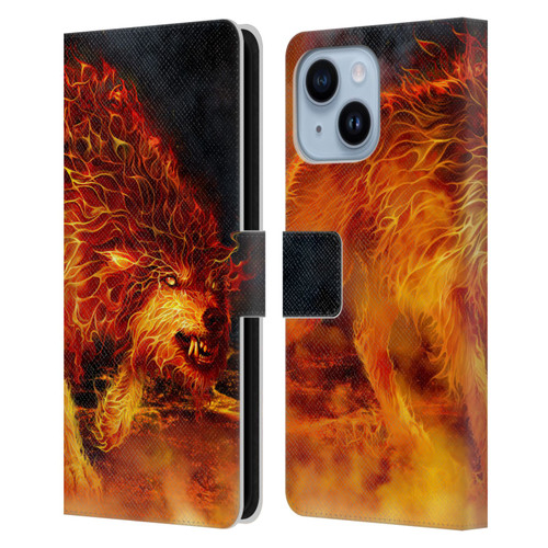 Tom Wood Fire Creatures Wolf Stalker Leather Book Wallet Case Cover For Apple iPhone 14 Plus