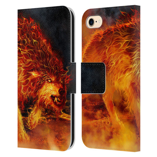 Tom Wood Fire Creatures Wolf Stalker Leather Book Wallet Case Cover For Apple iPhone 7 / 8 / SE 2020 & 2022