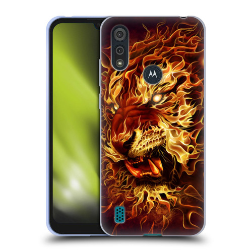 Tom Wood Fire Creatures Tiger Soft Gel Case for Motorola Moto E6s (2020)