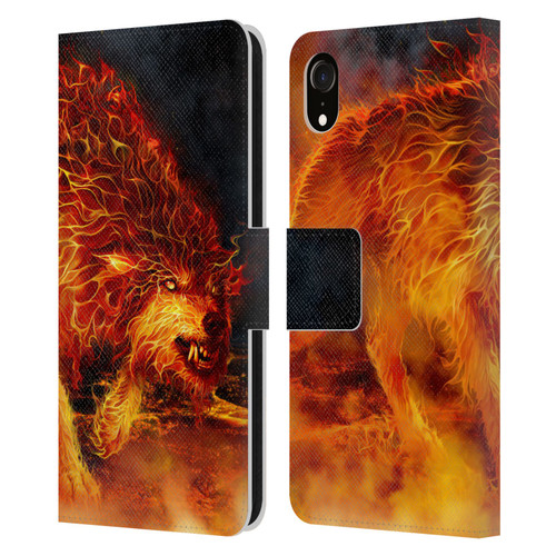 Tom Wood Fire Creatures Wolf Stalker Leather Book Wallet Case Cover For Apple iPhone XR