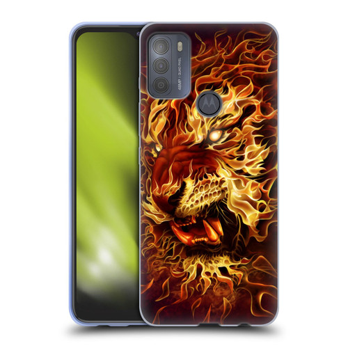 Tom Wood Fire Creatures Tiger Soft Gel Case for Motorola Moto G50