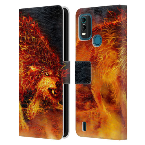 Tom Wood Fire Creatures Wolf Stalker Leather Book Wallet Case Cover For Nokia G11 Plus