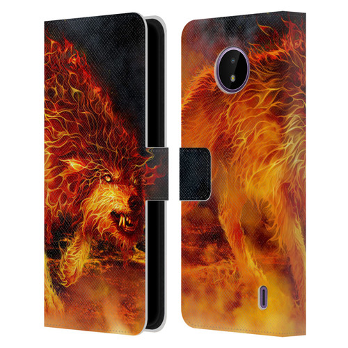 Tom Wood Fire Creatures Wolf Stalker Leather Book Wallet Case Cover For Nokia C10 / C20