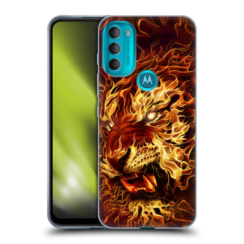 Tom Wood Fire Creatures Tiger Soft Gel Case for Motorola Moto G71 5G