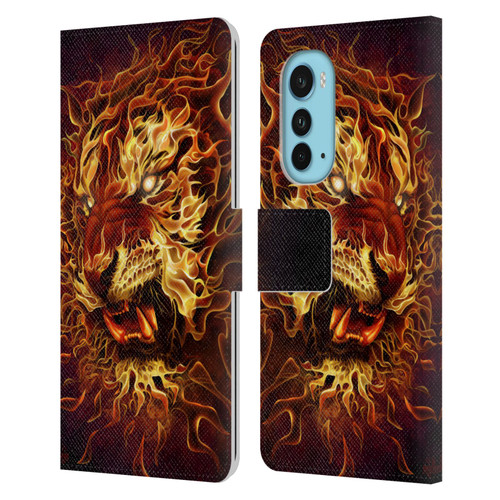 Tom Wood Fire Creatures Tiger Leather Book Wallet Case Cover For Motorola Edge (2022)