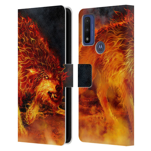 Tom Wood Fire Creatures Wolf Stalker Leather Book Wallet Case Cover For Motorola G Pure