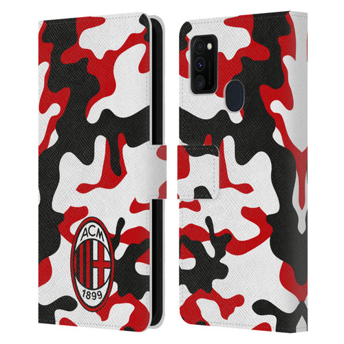AC Milan Crest Patterns Camouflage Leather Book Wallet Case Cover For Samsung Galaxy M30s (2019)/M21 (2020)
