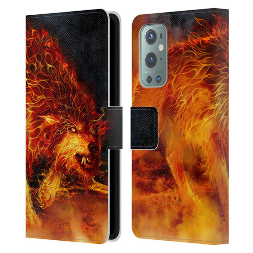 Tom Wood Fire Creatures Wolf Stalker Leather Book Wallet Case Cover For OnePlus 9