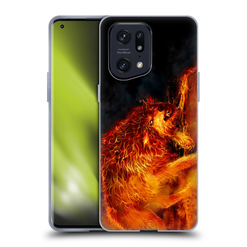 Tom Wood Fire Creatures Wolf Stalker Soft Gel Case for OPPO Find X5 Pro