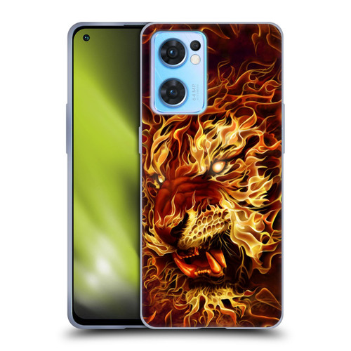 Tom Wood Fire Creatures Tiger Soft Gel Case for OPPO Reno7 5G / Find X5 Lite