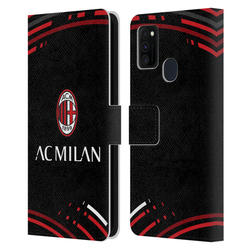 AC Milan Crest Patterns Curved Leather Book Wallet Case Cover For Samsung Galaxy M30s (2019)/M21 (2020)