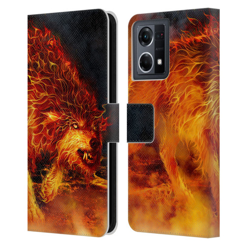 Tom Wood Fire Creatures Wolf Stalker Leather Book Wallet Case Cover For OPPO Reno8 4G