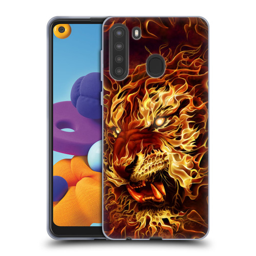 Tom Wood Fire Creatures Tiger Soft Gel Case for Samsung Galaxy A21 (2020)